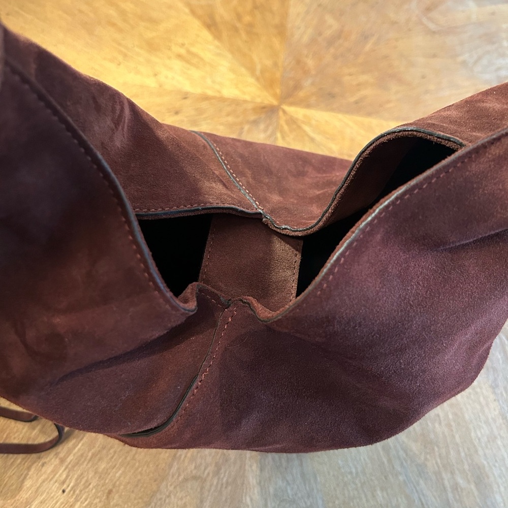 Sundance Origami Italian Suede Bag -  Brown, zip pockets inside and out. EUC - Picture 5 of 13